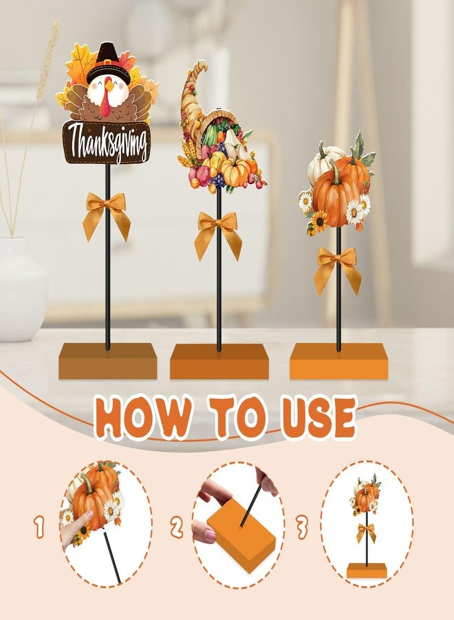 Vorruil 3PCS Thanksgiving Tabletop Decor Standing, Wooden Pumpkin Tabletop Sign Decor for Centerpiece, Standing Block Table Sign, Vegetables for Harvest Fall Table Top Decoration for Home Kitchen Party - Image 5
